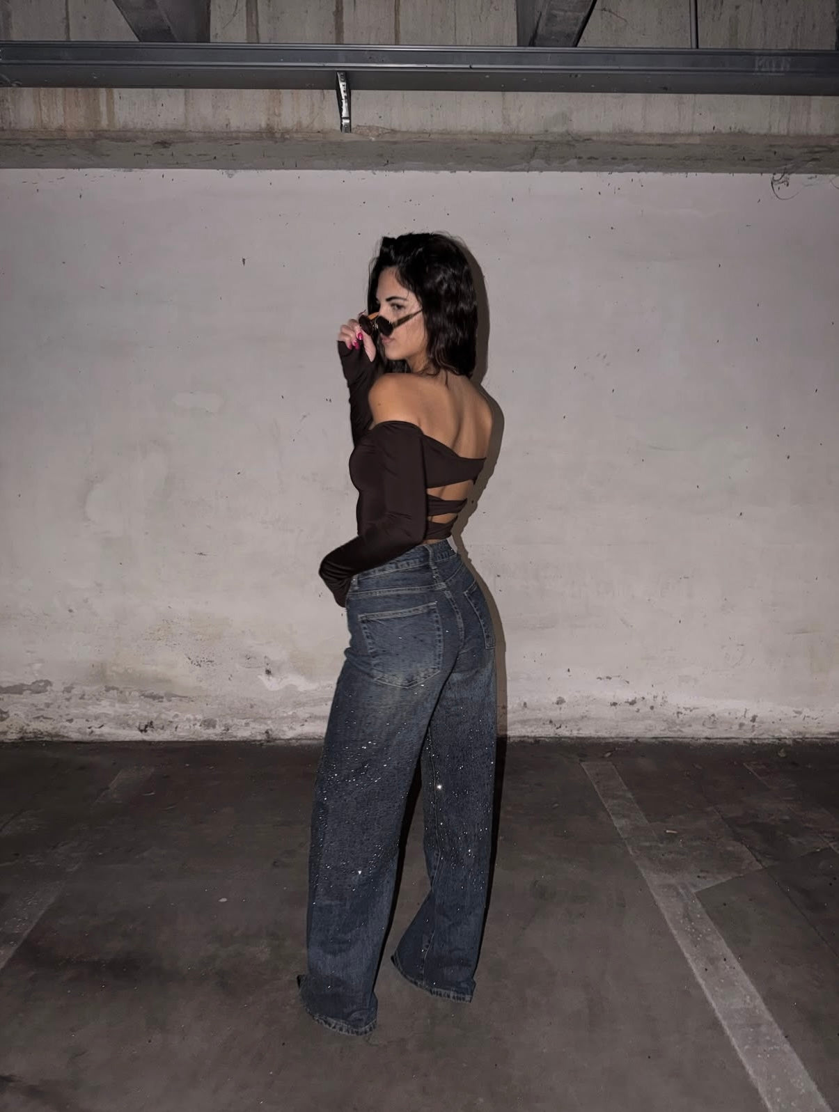 Top crop con manicotto