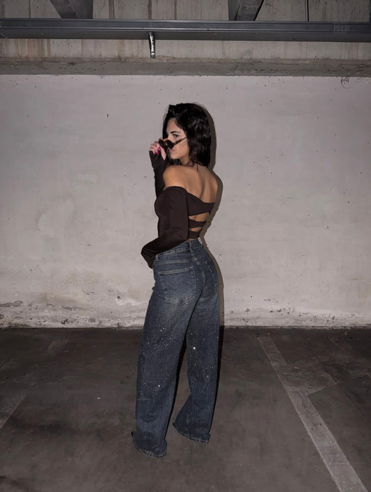 Top crop con manicotto